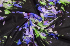 TESSUTO CREPE DE CHINE MISTO SETA FANTASIA ASTRATTA VIOLA