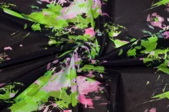TESSUTO CREPE DE CHINE MISTO SETA FANTASIA ASTRATTA VERDE