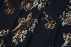 TESSUTO CREPE DE CHINE NERO RICAMATO