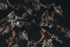 TESSUTO CREPE DE CHINE NERO RICAMATO
