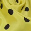 TESSUTO CREPE DE CHINE PURA SETA POIS NERO FONDO GIALLO