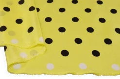 TESSUTO CREPE DE CHINE PURA SETA POIS NERO FONDO GIALLO