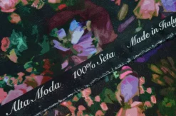 TESSUTO CREPE DE CHINE PURA SETA FANTASIA ROSE