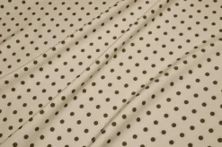 TESSUTO CREPE ELASTICIZZATO FONDO BEIGE CHIARO BOLLO VERDE