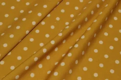 TESSUTO CREPE ELASTICIZZATO FONDO SENAPE BOLLO PANNA