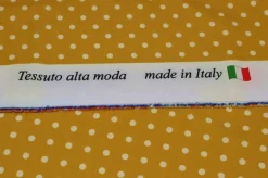 TESSUTO CREPE ELASTICIZZATO FONDO SENAPE BOLLO PANNA