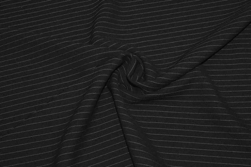 TESSUTO CREPE PURA LANA GESSATO NERO