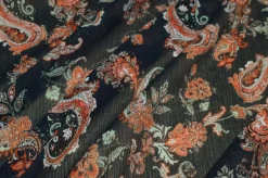 TESSUTO CREPON DISEGNO CASHMERE FONDO NERO