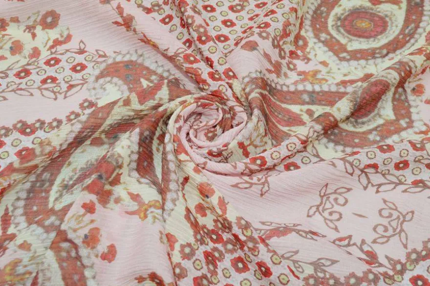 TESSUTO CREPON DISEGNO CASHMERE ROSA