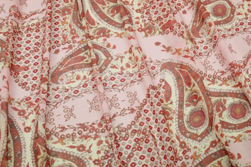 TESSUTO CREPON DISEGNO CASHMERE ROSA