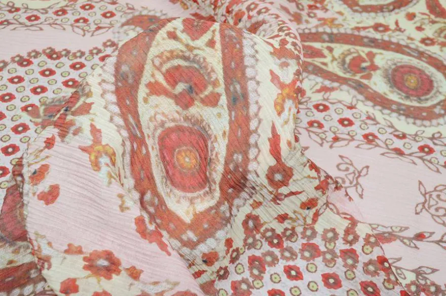 TESSUTO CREPON DISEGNO CASHMERE ROSA