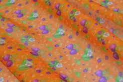 TESSUTO CREPON PURA SETA DISEGNO FRUIT ARANCIO