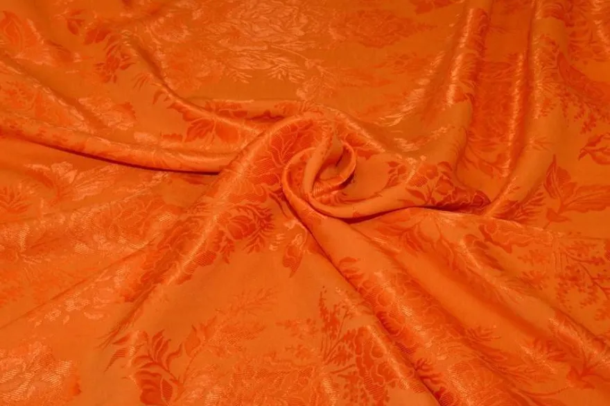 TESSUTO DAMASCATO VISCOSA ARANCIO