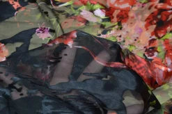 TESSUTO DEVORE' SETA ROSSO/NERO