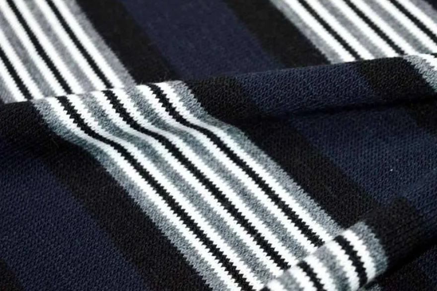 TESSUTO EFFETTO MAGLIA RIGONE BLU NERO