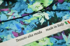 TESSUTO FANTASIA FIORE ASTRATTO AZZURRO