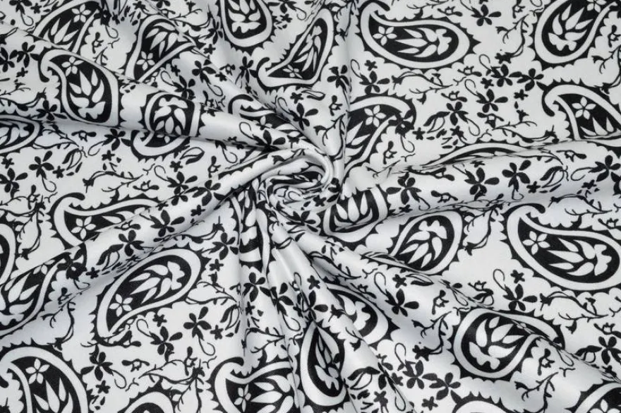 TESSUTO FELPA MISTO COTONE FANTASIA BIANCO NERA