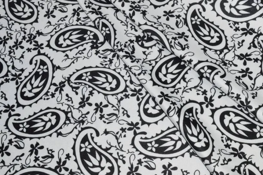 TESSUTO FELPA MISTO COTONE FANTASIA BIANCO NERA