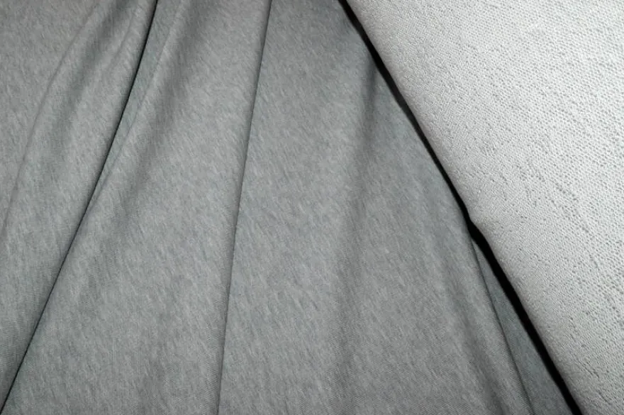 TESSUTO FELPA PURO COTONE GRIGIO CHIARO