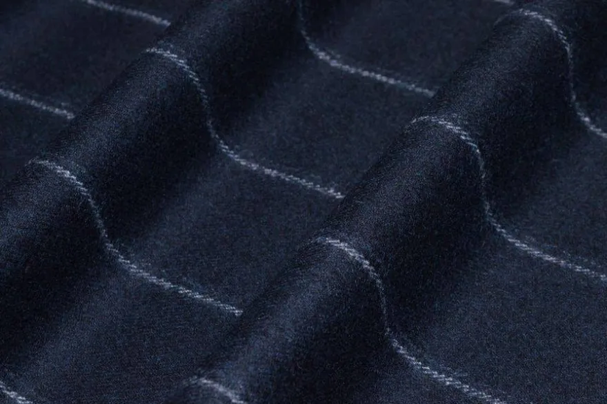 TESSUTO FLANELLA PURA LANA MADE IN ENGLAND BLU GESSATO LARGO