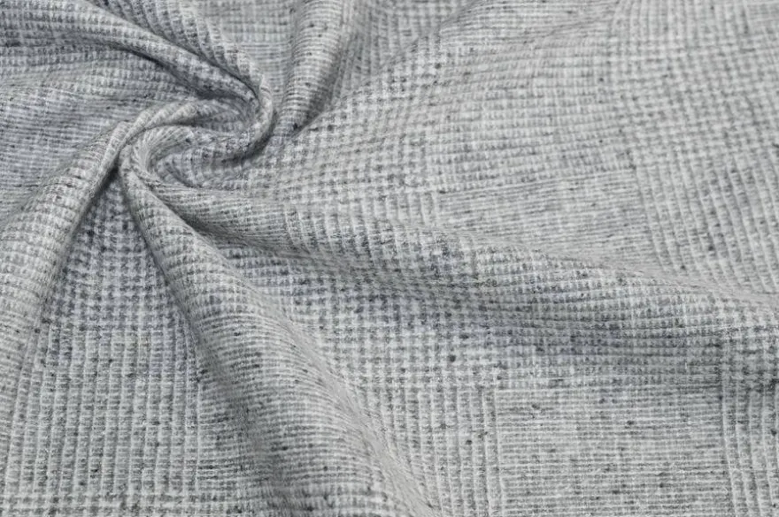 TESSUTO FLANELLA PURA LANA PRINCIPE DI GALLES GRIGIO CHIARO