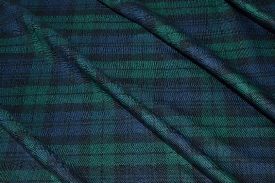 TESSUTO FLANELLA PURO COTONE TARTAN VERDE BLU