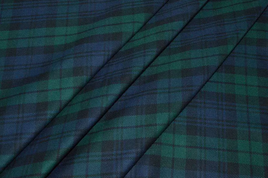 TESSUTO FLANELLA PURO COTONE TARTAN VERDE BLU