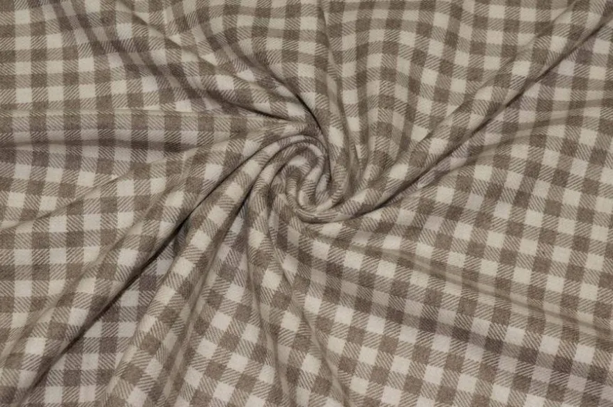 TESSUTO FLANELLA PURO COTONE SCACCO BIANCO BEIGE