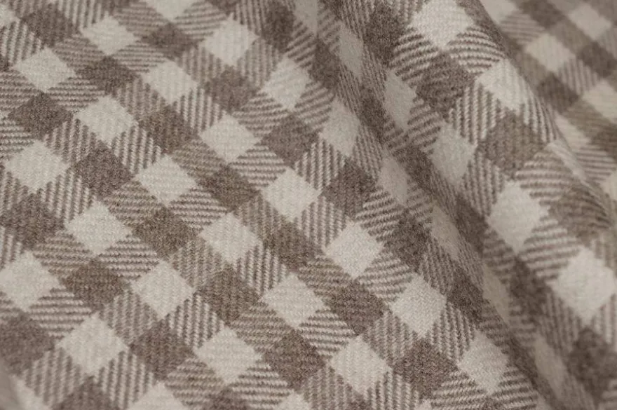 TESSUTO FLANELLA PURO COTONE SCACCO BIANCO BEIGE