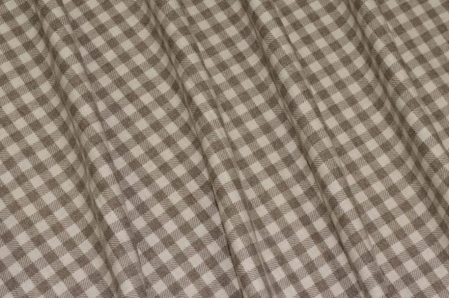 TESSUTO FLANELLA PURO COTONE SCACCO BIANCO BEIGE