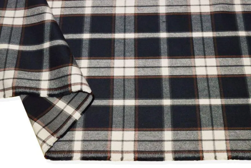 TESSUTO FLANELLA PURO COTONE TARTAN BLU