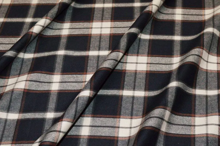 TESSUTO FLANELLA PURO COTONE TARTAN BLU
