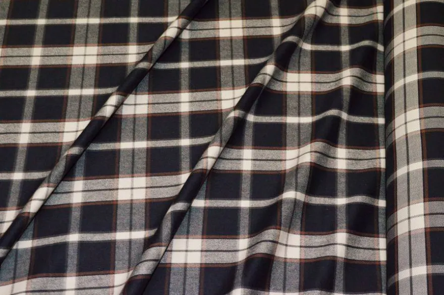 TESSUTO FLANELLA PURO COTONE TARTAN BLU