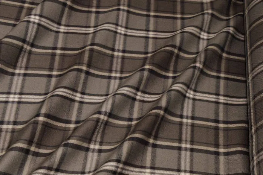TESSUTO FLANELLA PURO COTONE TARTAN TORTORA