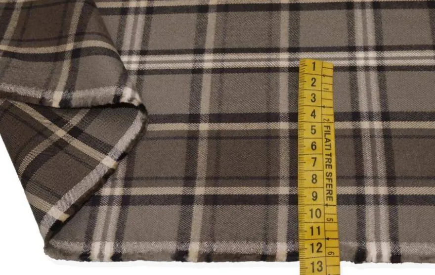 TESSUTO FLANELLA PURO COTONE TARTAN TORTORA