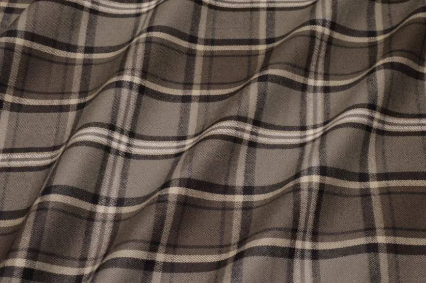 TESSUTO FLANELLA PURO COTONE TARTAN TORTORA