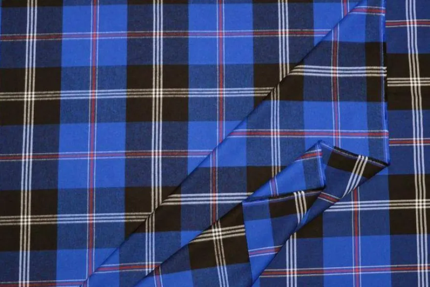 TESSUTO FLANELLA PURO COTONE TARTAN BLU