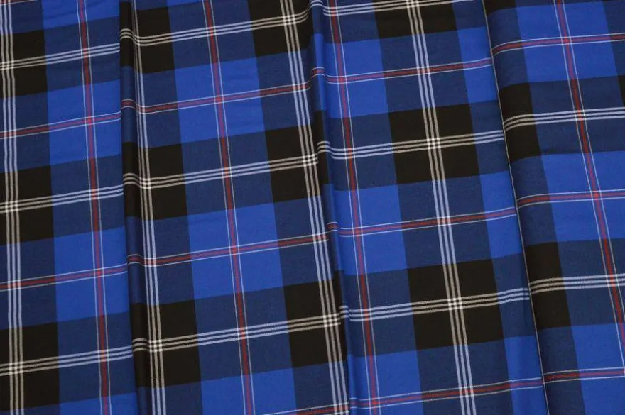 TESSUTO FLANELLA PURO COTONE TARTAN BLU