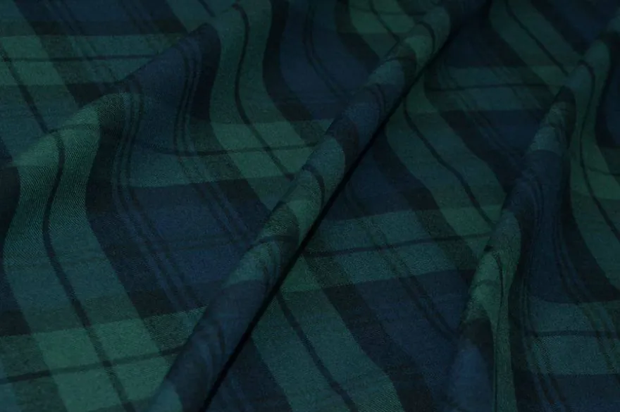 TESSUTO FLANELLA PURO COTONE TARTAN BLU E VERDE