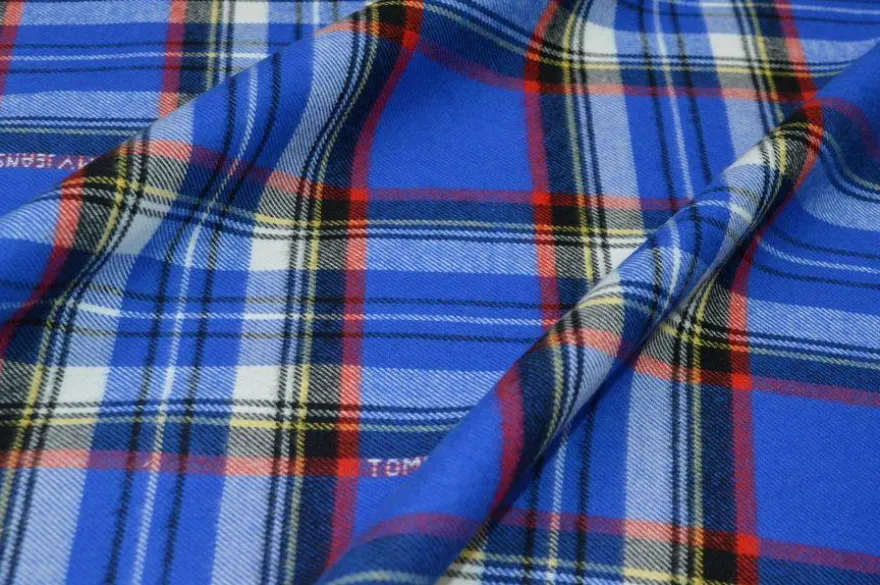 TESSUTO FLANELLA PURO COTONE TARTAN AZZURRO