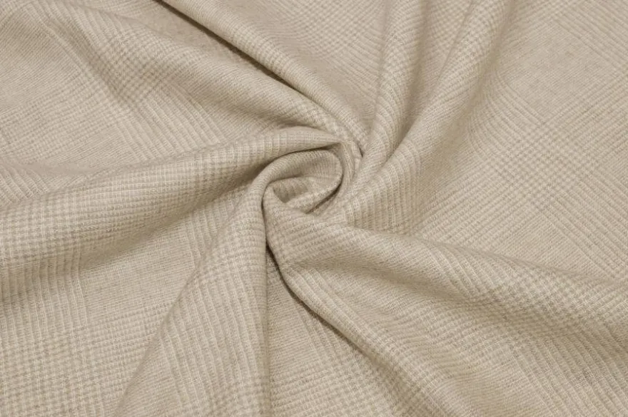 TESSUTO FLANELLINA MISTO CASHMERE PRINCIPE DI GALLES BEIGE