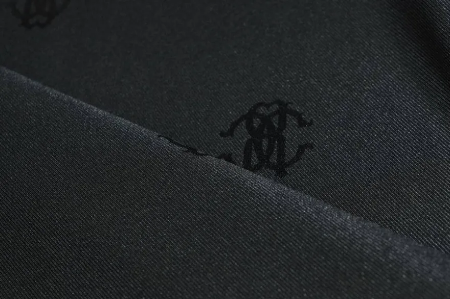 TESSUTO FODERA ELASTICIZZATA NERA CON LOGO