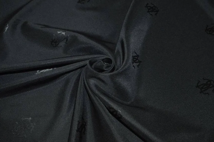 TESSUTO FODERA ELASTICIZZATA NERA CON LOGO