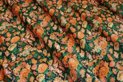 TESSUTO FODERA FANTASIA FLOREALE ARANCIO