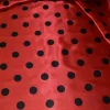 TESSUTO FODERA RASO POIS NERO FONDO ROSSO MINNIE