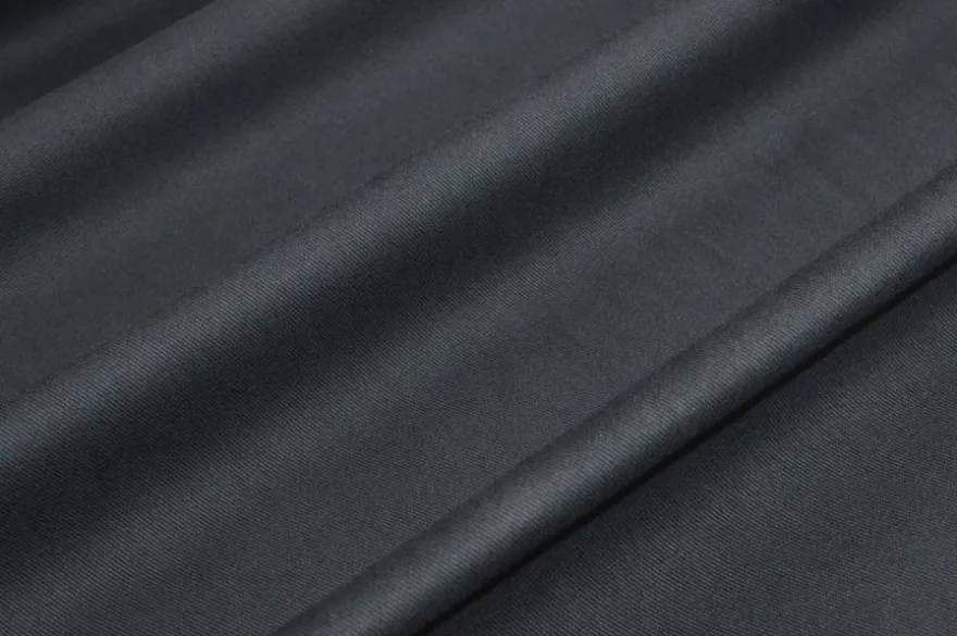 TESSUTO GABARDINE COTONE MISTO CASHMERE MANO PESCA GRIGIO SCURO