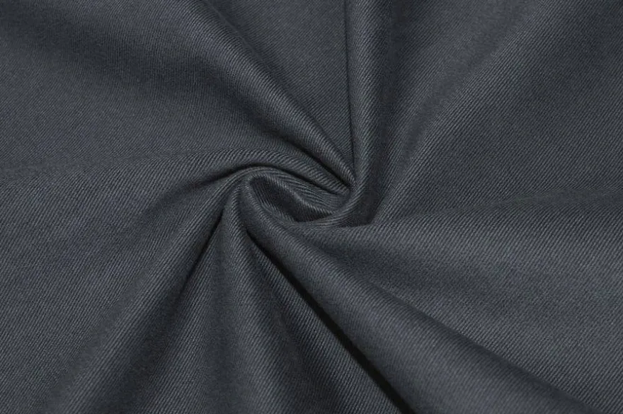 TESSUTO GABARDINE COTONE MISTO CASHMERE MANO PESCA GRIGIO SCURO