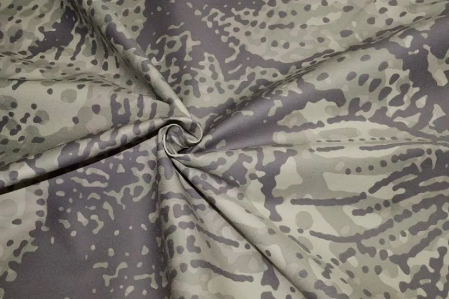TESSUTO GABARDINE COTONE STREATCH FANTASIA ASTRATTA VERDE MILITARE