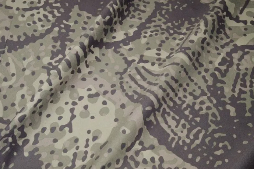 TESSUTO GABARDINE COTONE STREATCH FANTASIA ASTRATTA VERDE MILITARE