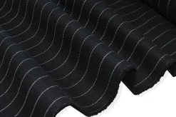 TESSUTO GABARDINE PURA LANA GESSATO NERO ADESIVATO